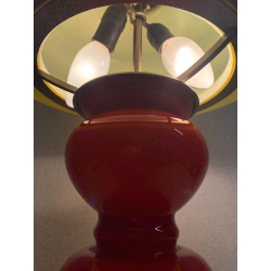 LAMPADA DA TAVOLO VINTAGE DESIGN Carlo Nason Mazzega VETRO MURANO ROSSO LIME '60