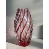 VASO CRISTALLO NACHTMANN PORTA FIORI TRASPARENDE DECORO RIGHE ROSSE EPOCA '900