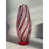 VASO CRISTALLO NACHTMANN PORTA FIORI TRASPARENDE DECORO RIGHE ROSSE EPOCA '900