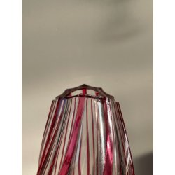 VASO CRISTALLO NACHTMANN PORTA FIORI TRASPARENDE DECORO RIGHE ROSSE EPOCA '900