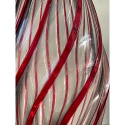 VASO CRISTALLO NACHTMANN PORTA FIORI TRASPARENDE DECORO RIGHE ROSSE EPOCA '900