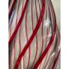 VASO CRISTALLO NACHTMANN PORTA FIORI TRASPARENDE DECORO RIGHE ROSSE EPOCA '900