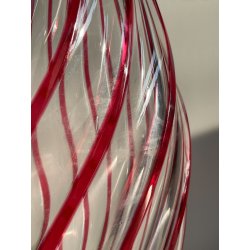 VASO CRISTALLO NACHTMANN PORTA FIORI TRASPARENDE DECORO RIGHE ROSSE EPOCA '900