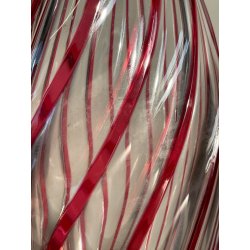 VASO CRISTALLO NACHTMANN PORTA FIORI TRASPARENDE DECORO RIGHE ROSSE EPOCA '900