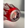 VASO CRISTALLO NACHTMANN PORTA FIORI TRASPARENDE DECORO RIGHE ROSSE EPOCA '900
