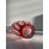 VASO CRISTALLO NACHTMANN PORTA FIORI TRASPARENDE DECORO RIGHE ROSSE EPOCA '900