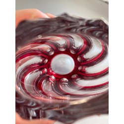 VASO CRISTALLO NACHTMANN PORTA FIORI TRASPARENDE DECORO RIGHE ROSSE EPOCA '900