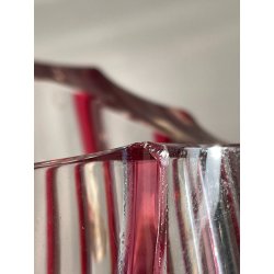 VASO CRISTALLO NACHTMANN PORTA FIORI TRASPARENDE DECORO RIGHE ROSSE EPOCA '900