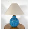 LAMPADA TAVOLO CARAMICA BITOSSI ALDO LONDI DECORO FLOREALE RIMINI BLU ø60x70cm/h