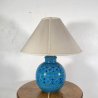 LAMPADA TAVOLO CARAMICA BITOSSI ALDO LONDI DECORO FLOREALE RIMINI BLU ø60x70cm/h