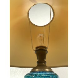 LAMPADA TAVOLO CARAMICA BITOSSI ALDO LONDI DECORO FLOREALE RIMINI BLU ø60x70cm/h