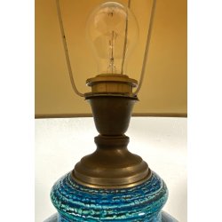LAMPADA TAVOLO CARAMICA BITOSSI ALDO LONDI DECORO FLOREALE RIMINI BLU ø60x70cm/h