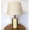 LAMPADA TAVOLO STILE HOLLYWOOD REGENCY METALLO CROMATO PERSPEX COLOR AVORIO '70s