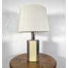LAMPADA TAVOLO STILE HOLLYWOOD REGENCY METALLO CROMATO PERSPEX COLOR AVORIO '70s
