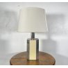 LAMPADA TAVOLO STILE HOLLYWOOD REGENCY METALLO CROMATO PERSPEX COLOR AVORIO '70s