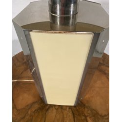 LAMPADA TAVOLO STILE HOLLYWOOD REGENCY METALLO CROMATO PERSPEX COLOR AVORIO '70s