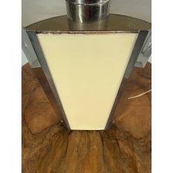 LAMPADA TAVOLO STILE HOLLYWOOD REGENCY METALLO CROMATO PERSPEX COLOR AVORIO '70s