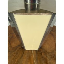 LAMPADA TAVOLO STILE HOLLYWOOD REGENCY METALLO CROMATO PERSPEX COLOR AVORIO '70s