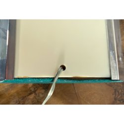 LAMPADA TAVOLO STILE HOLLYWOOD REGENCY METALLO CROMATO PERSPEX COLOR AVORIO '70s