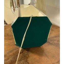 LAMPADA TAVOLO STILE HOLLYWOOD REGENCY METALLO CROMATO PERSPEX COLOR AVORIO '70s