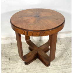 ANTICO TAVOLINO ROTONDO DECO LEGNO RADICA epoca 1930 TAVOLO FUMO SALOTTO VINTAGE