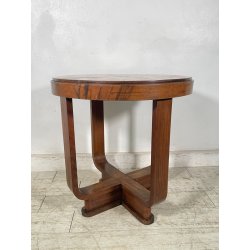 ANTICO TAVOLINO ROTONDO DECO LEGNO RADICA epoca 1930 TAVOLO FUMO SALOTTO VINTAGE