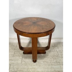 ANTICO TAVOLINO ROTONDO DECO LEGNO RADICA epoca 1930 TAVOLO FUMO SALOTTO VINTAGE