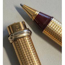 Must de Cartier PENNA SFERA Trinity Vendome PEN BALLPOINT Vintage BOX Rosso Oro