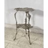 ANTICO TAVOLINO GHISA FERRO DUE RIPIANI SMALL TABLE SALOTTO FUMO ARGENTATO 1900