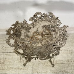 ANTICO TAVOLINO GHISA FERRO DUE RIPIANI SMALL TABLE SALOTTO FUMO ARGENTATO 1900