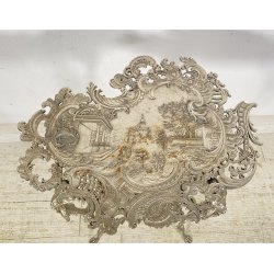 ANTICO TAVOLINO GHISA FERRO DUE RIPIANI SMALL TABLE SALOTTO FUMO ARGENTATO 1900