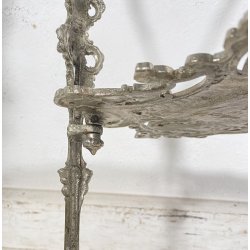 ANTICO TAVOLINO GHISA FERRO DUE RIPIANI SMALL TABLE SALOTTO FUMO ARGENTATO 1900