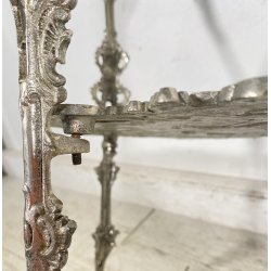 ANTICO TAVOLINO GHISA FERRO DUE RIPIANI SMALL TABLE SALOTTO FUMO ARGENTATO 1900