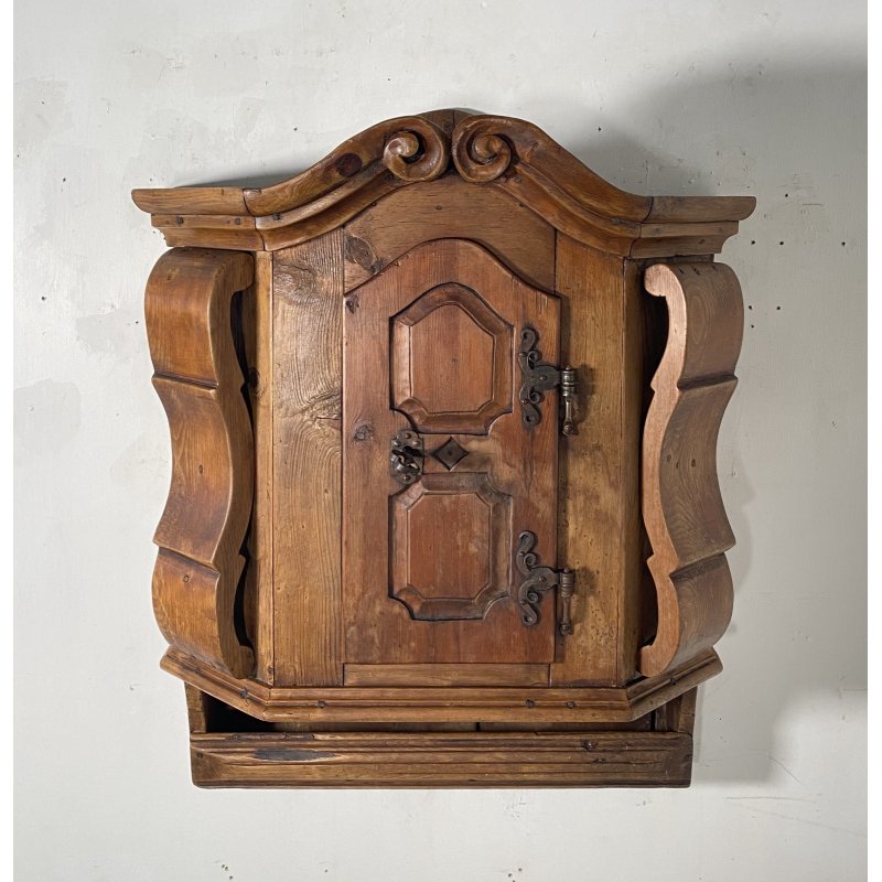 ANTICO STIPO MOBILE MENSOLA da PARETE LEGNO 1800 ANTA CREDENZA CONSOLLE MURO