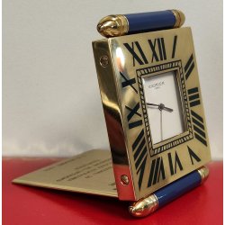 Must de Cartier OROLOGIO TAVOLO quartz SVEGLIA VIAGGIO BLU ORO Pendulette BOX