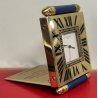 Must de Cartier OROLOGIO TAVOLO quartz SVEGLIA VIAGGIO BLU ORO Pendulette BOX