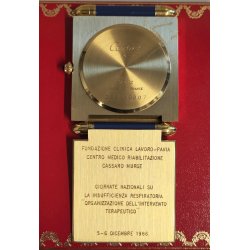Must de Cartier OROLOGIO TAVOLO quartz SVEGLIA VIAGGIO BLU ORO Pendulette BOX