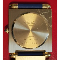 Must de Cartier OROLOGIO TAVOLO quartz SVEGLIA VIAGGIO BLU ORO Pendulette BOX