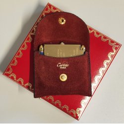 Must de Cartier OROLOGIO TAVOLO quartz SVEGLIA VIAGGIO BLU ORO Pendulette BOX