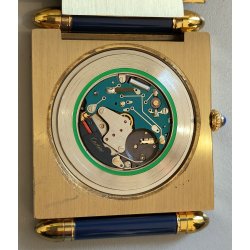 Must de Cartier OROLOGIO TAVOLO quartz SVEGLIA VIAGGIO BLU ORO Pendulette BOX