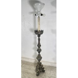 ANTICA LAMPADA PAVIMENTO PIANTANA 1900 LUME CANDELABRO EPOCA CHIESA
