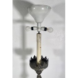ANTICA LAMPADA PAVIMENTO PIANTANA 1900 LUME CANDELABRO EPOCA CHIESA