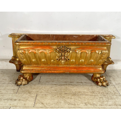 ANTICA RARISSIMA FIORIERA MASCHERONE EPOCA 1700 LEGNO FOGLIA ORO PORTA FIORI OLD