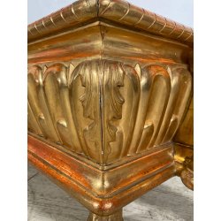 ANTICA RARISSIMA FIORIERA MASCHERONE EPOCA 1700 LEGNO FOGLIA ORO PORTA FIORI OLD
