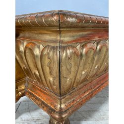 ANTICA RARISSIMA FIORIERA MASCHERONE EPOCA 1700 LEGNO FOGLIA ORO PORTA FIORI OLD