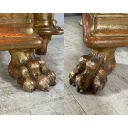 ANTICA RARISSIMA FIORIERA MASCHERONE EPOCA 1700 LEGNO FOGLIA ORO PORTA FIORI OLD