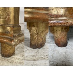 ANTICA RARISSIMA FIORIERA MASCHERONE EPOCA 1700 LEGNO FOGLIA ORO PORTA FIORI OLD