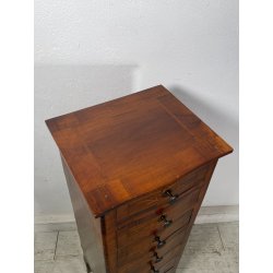 ANTICA PICCOLA CASSETTIERA SETTIMANALE epoca 1900 Legno 7 CASSETTI COMODINO H103