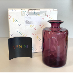 VASO VETRO MURANO FIRMATO VENINI BALLOTON VIOLA PORTAFIORI 2009 SCATOLA VENEZIA