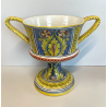 ANTICO VASO DERUTA ITALY CERAMICA COPPA ALZATA PORTAFIORI DECORO FIORENTINO 1900
